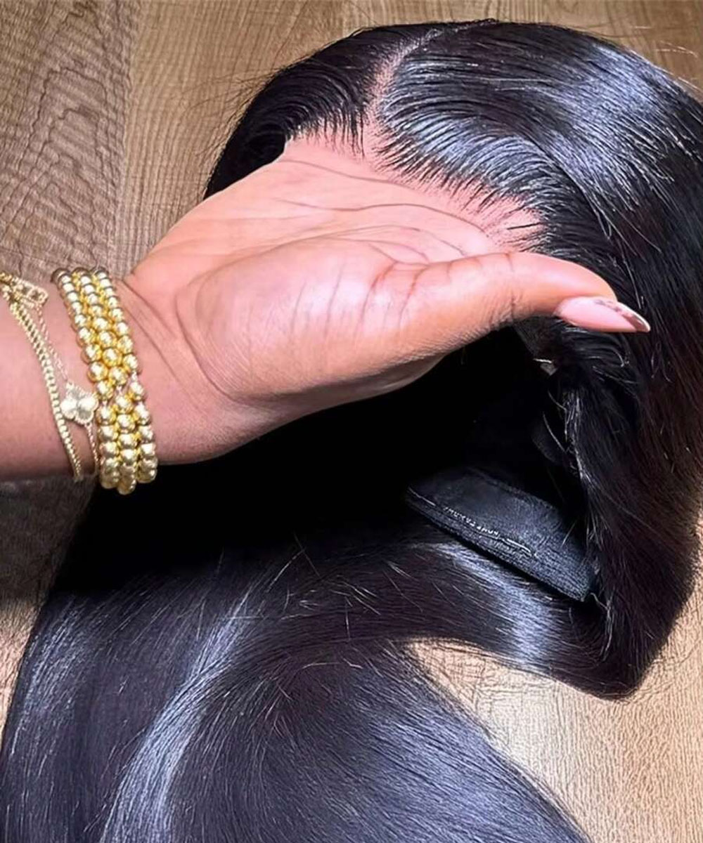Hd Lace Frontal Wig Human Hair Pre Plucked - 34 İnç Düz Saçlı, Önceden Yolunmuş